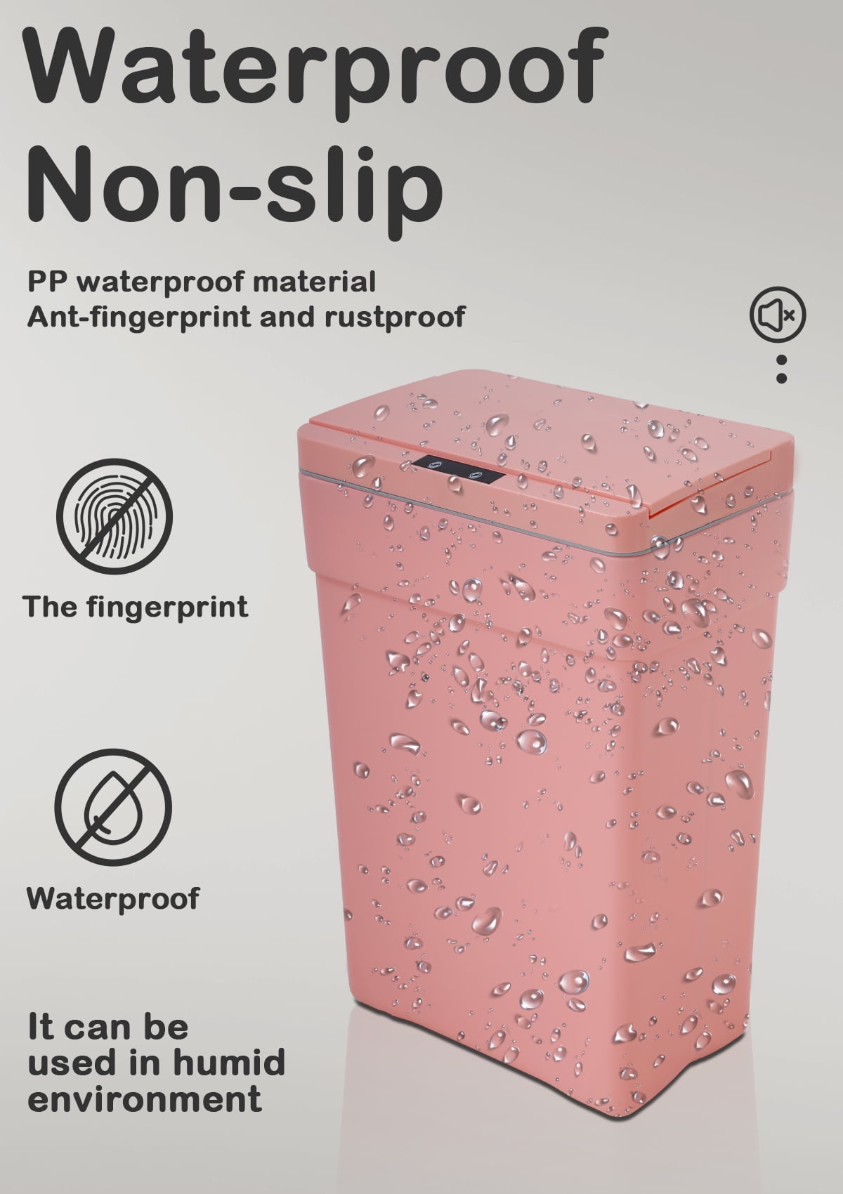 CL.HPAHKL 13 Gallon Touch Free Automatic Trash Can with Lid, Plastic Motion Sensor Kitchen Garbage Can, Touchless Trashcan Trash Bin for Bathroom, Office, Home, Pink