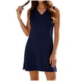 thumbnail image 2 of WXLWZYWL Women's V Neck Sleeveless Dress Summer Casual Solid Color Side Slit Loose and Comfortable Dress, 2 of 6