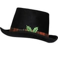thumbnail image 5 of Skeleteen Snowman Top Hat Accessory - Black Velvet Snow Man Top Hat with Berries and Holly and Red Plaid Trim Band Costume Accessories for Adults and Kids, 5 of 5
