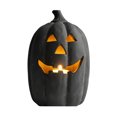thumbnail image 2 of 10 Inch Tall Black Halloween Jack O Lantern with Electronic Candle, Resin Lighted Pumpkin Decoration, Warm Glow for Yard Garden Porch Trick Or Treat Halloween Indoor Outdoor Decor, 2 of 5
