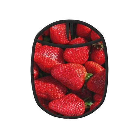 

Pofeuu Strawberry Red Print Silicone Pot Mat Mitten With Hanging Loop Heat Resistant Oven Mitts Non-Slip Bbq Baking Smoking Potholders