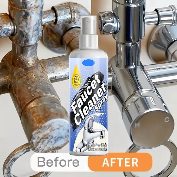 HOMKYO 120ml Faucet Cleaner Spray Limescale Rust Remover for Bathroom Kitchen Fixtures(B)