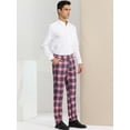 thumbnail image 4 of Unique Bargains Men's Dress Pants Casual Flat Front Stretch Business Plaid Pants 28 Pink Navy, 4 of 6