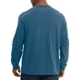 thumbnail image 4 of ZCFZJW Mens Athletic T-Shirts Casual Solid Color Long Sleeve Button Neckline Pullover Sweatshirts Trendy Soft Cotton Tees Tops Blue XXL, 4 of 6