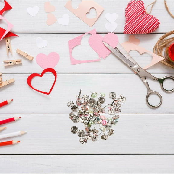 Homoyoyo 50 Pcs Mini Round Alloy Brads Fasteners Assorted Colors for Scrapbooking Crafts and Art Projects