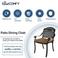 thumbnail image 5 of SOCIALCOMFY 2 Piece Outdoor Bistro Dining Cushioned Chairs, Cast Aluminum Dining Chair Set, Patio Bistro Chairs with Khaki Cushins for Balcony, Backyard, Garden, Antique Bronze, 5 of 7
