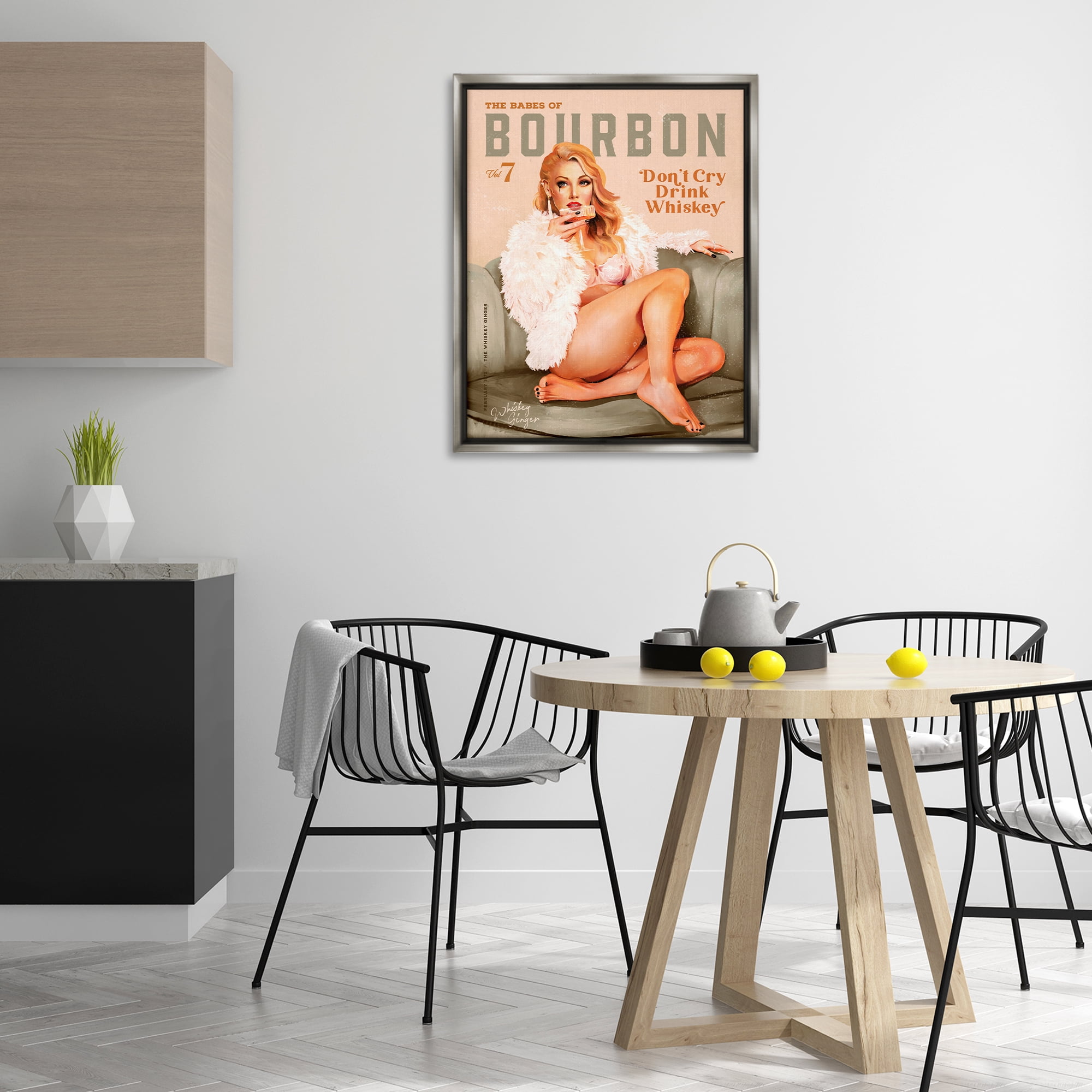 Stupell Industries Babes of Bourbon Girl People Painting Gray Floater Framed Canvas Art Print Wall Art, 25 x 31