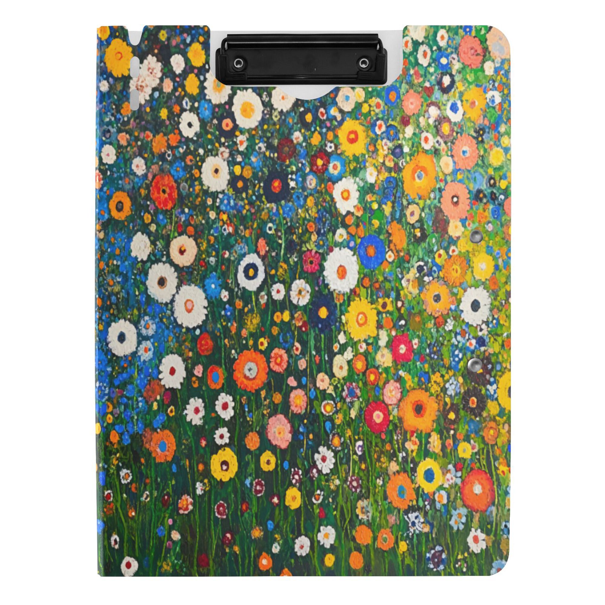 FORMRS A4 Clipboard Folder with Pen Holder Horizontal Foldable School Office Binder, Green Floral Garden