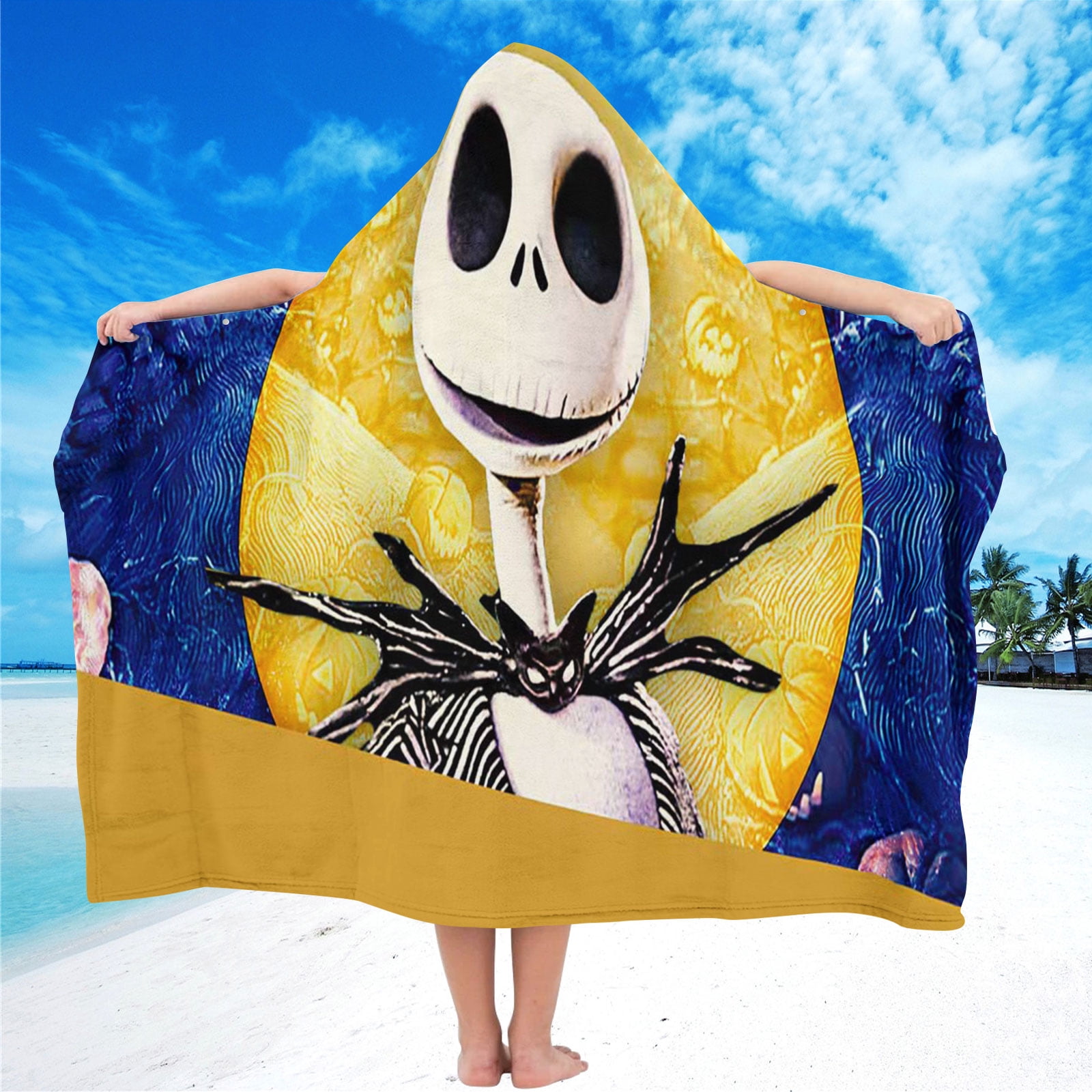 Nightmare Before Christmas Hooded Kids Beach Towels Microfiber Toddler Bath Hat Swim Cover-ups Poncho Absorbent Pool Wrap