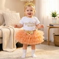thumbnail image 2 of mgoYE Birthday Outfit Girls Baby One Romper + Ruffle Tulle Skirt + Sequins Crown Headband 3PCS Clothes Set, 2 of 4