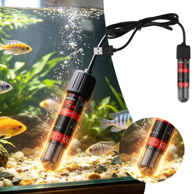 Outdor Chauffe-Aquarium Petit Réchauffeur de Réservoir Submersible Température Réglable pour Habitat Aquatique de Bureau