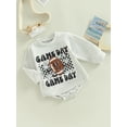 thumbnail image 3 of Seyurigaoka Baby Boys Girls Football Season Romper Tops Casual Long Sleeve Round Neck Cartoon Letter Print Bodysuit, 3 of 8