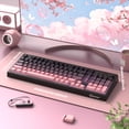 thumbnail image 6 of Freewolf-ZIYOULANG K100 Gaming Membrane Wireless 99 Keys Tri-Mode BT/2.4GHz/USB-C Computer Keyboard with Accessories Included, Pink, 6 of 9