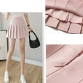 thumbnail image 4 of Women School Uniform High Waist Pleated A Line Swing Mini Skirt with Undershorts, 4 of 19