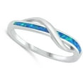 thumbnail image 4 of CHOOSE YOUR COLOR Wave Blue Simulated Opal Promise Ring .925 Sterling Silver Band CZ Female Size 6, 4 of 4