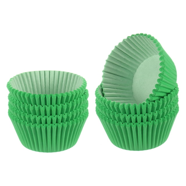 Uxcell 200 piezas forros para cupcakes verdes, tazas para cupcakes de tamaño estándar, forros para muffins, papeles para hornear