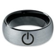 thumbnail image 2 of Tungsten Gamer Power Band Ring 8mm Men Women Comfort Fit Black Dome Brushed Gray Polished, 2 of 4