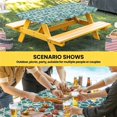 thumbnail image 6 of Teal Green Table Cloths for 6 Foot Rectangle Tables, Vintage Abstract Geometric Texture Patio Waterproof Elastic Fitted Tablecloths, Washable Rectangular Table Cover for Camping, 6 of 8