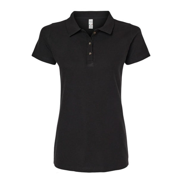Playera M&O Knits para Mujer Polo Dos Botones Manga Corta