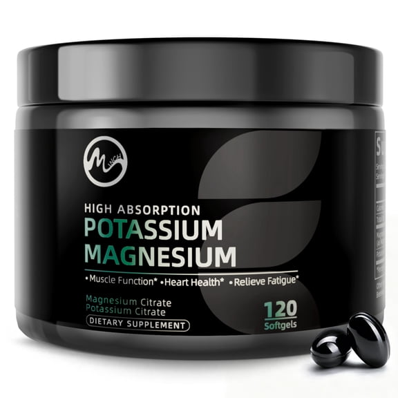 Potassium Magnesium (Citrate) Capsule Supplement, Muscle, Heart & Hydration Support,120 Capsules