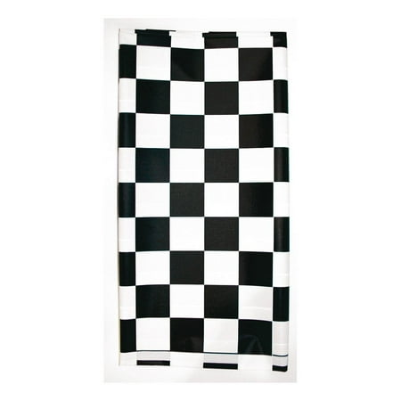 

29 x 72 Plastic Stay Put Tablecover Black Check Pack of 12