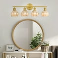 thumbnail image 3 of GCGAFUL Modern Gold Bathroom Vanity Light Fixtures, 26 in. 4-Light Bathroom Lights Fixtures Over Mirror with Amber Tulip Glass Shade, 3 of 9