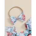 thumbnail image 4 of SUNSIOM Baby Bow Overalls Romper Flutter Sleeve Layered Ruffled Hem Lace Trim Square Neck Jumpsuit Headband Outfits, 4 of 6