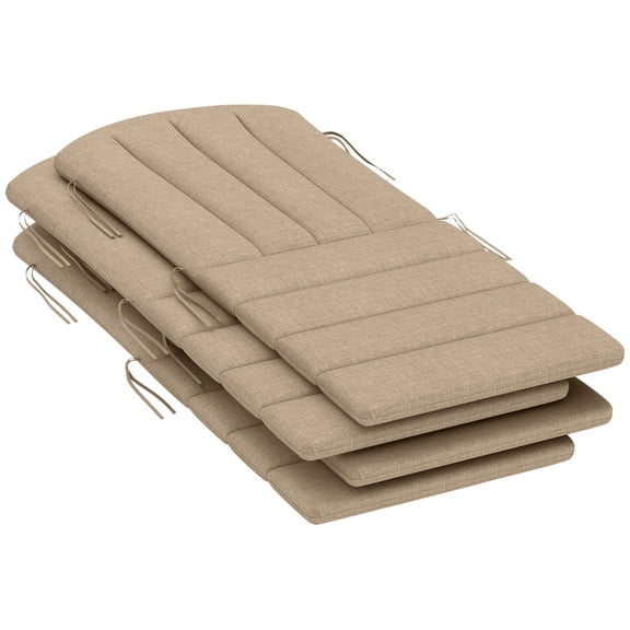 Set of 4 High-Density Foam Cushions for Adirondack Chairs, Beige Outdoor Seat Cushions with Ties