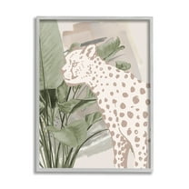 Stupell Industries Modern Cheetah & Palms Animals & Insects Painting Gray Framed Art Print Wall Art, 24 x 30