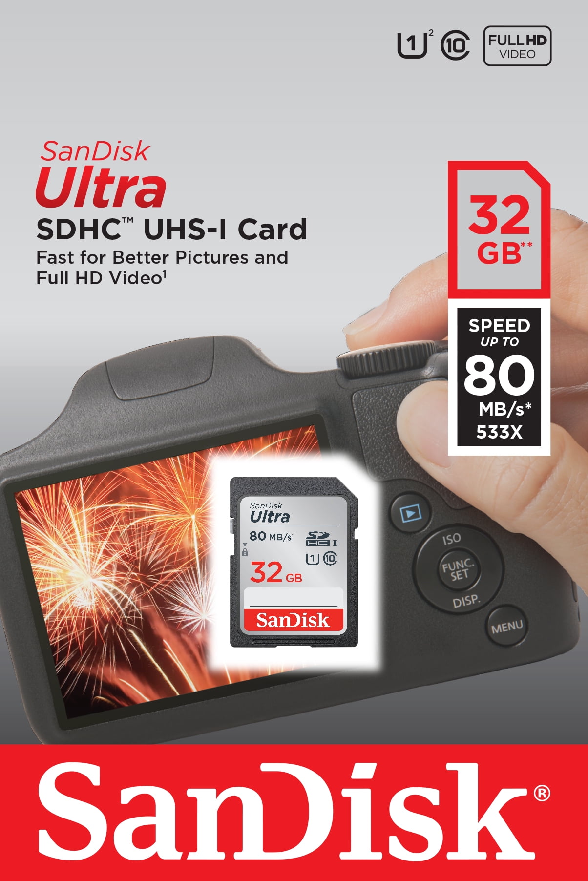 SanDisk 32GB Ultra SDHC UHS-I Memory Card - 80MB/s, C10, Full HD, SD Card -  SDSDUNC-032G-GN6IN 