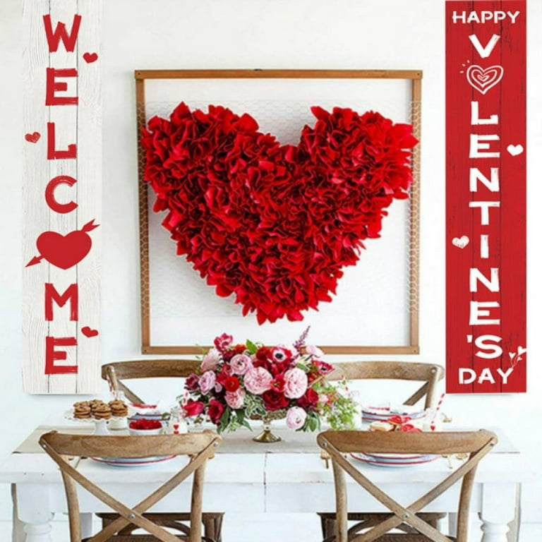 1Set Valentines Day Decorations Banner Door Porch Sign Hanging