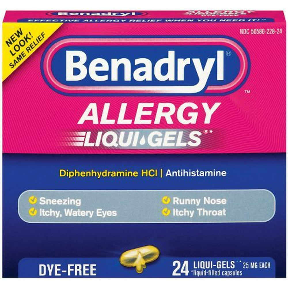 BENADRYL ALLERGY LIQUIGELS DYEFREE 25MG 24 LIQUI GELS