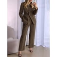 thumbnail image 4 of Women Suits 2 Piece Set Business Casual Dressy Blazer Jacket and Wide Leg Pantsuits Formal Outfits Brown S, 4 of 10