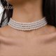 thumbnail image 4 of Women Necklace Faux Pearl Decor Four Layers Adjustable Length Solid Color Stainless Neck Decoration Jewelry Prom Party Banquet Bride Choker Necklace, 4 of 5