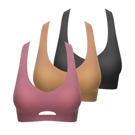 

3 Pack Support Yoga Bra with Removable High Impact Workout Gym Activewear Bra for Women Cups B-S