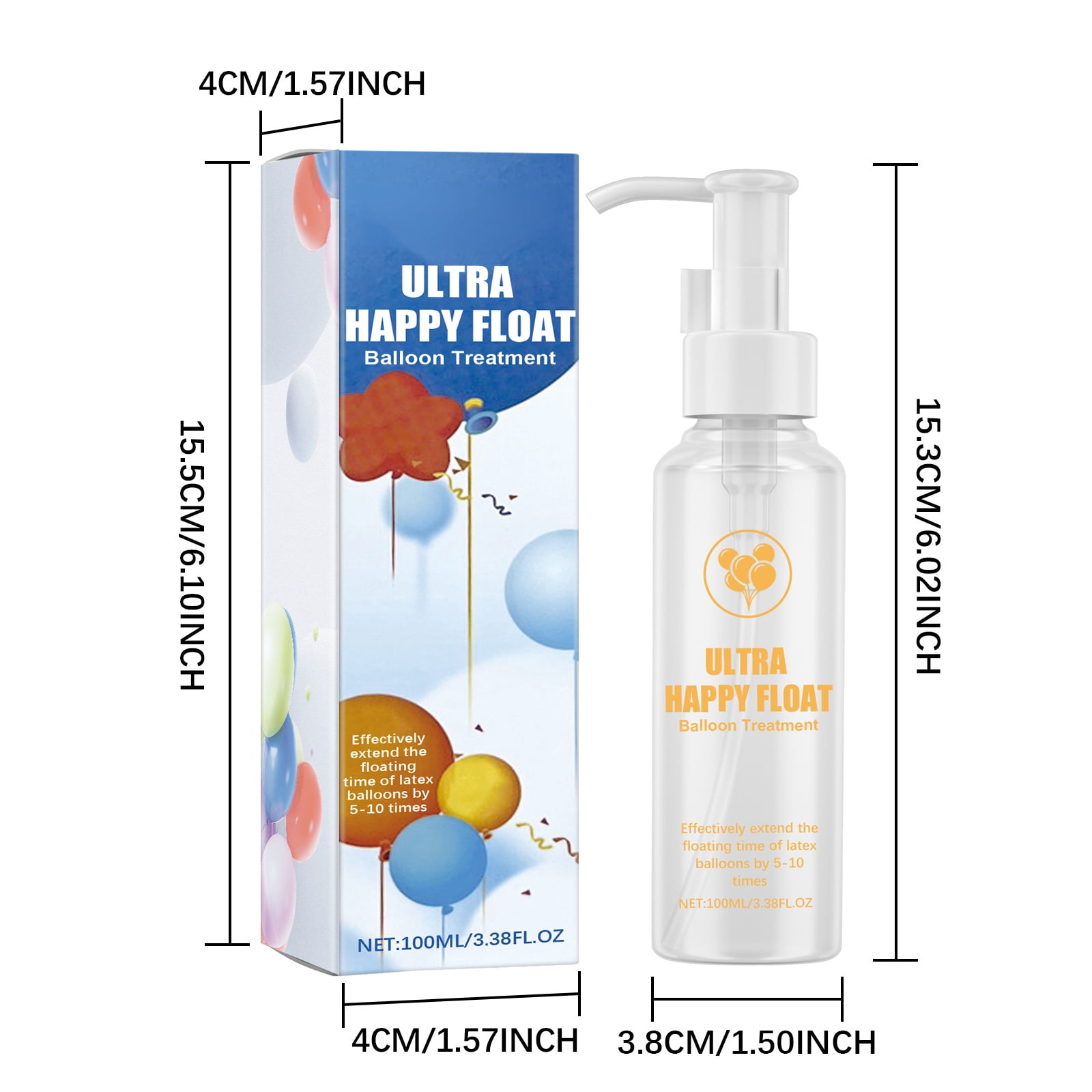 Alvantor Balloon Treatment for Helium Latex Balloons with Added Shine and Extended Float Time, 3.38 fl. oz.