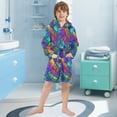 thumbnail image 5 of FORMRS Niños Bathrobe Unisex Hooded Robe Soft Plush Pajamas Sleepwear, Size 2-3T, Vibrant Stained Glass Pattern, 5 of 7