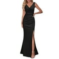 thumbnail image 4 of Qarigey Vestido dividido con cuello en V para mujer, Color sólido, verano, sin mangas, ajustado, vestidos de noche, algodón suave, largo hasta el conjuntos de ropa S Qarigey AP012247-01, 4 of 5