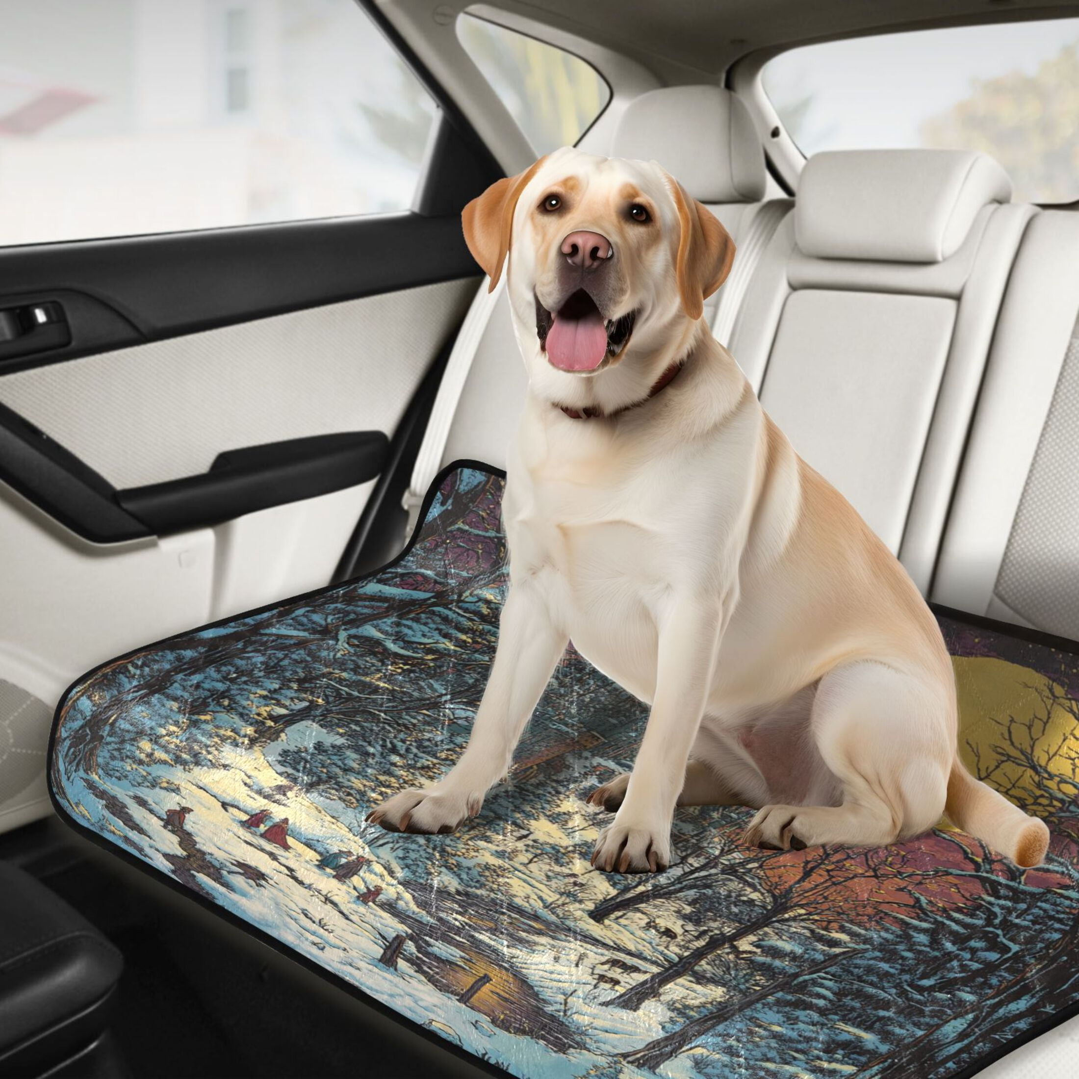 Qxltty Winter Evening Sunset Cat litter Pads Pet Set of 3 Diaper Mats Center Anti-leakage Layer Absorbent Soft and Comfortable