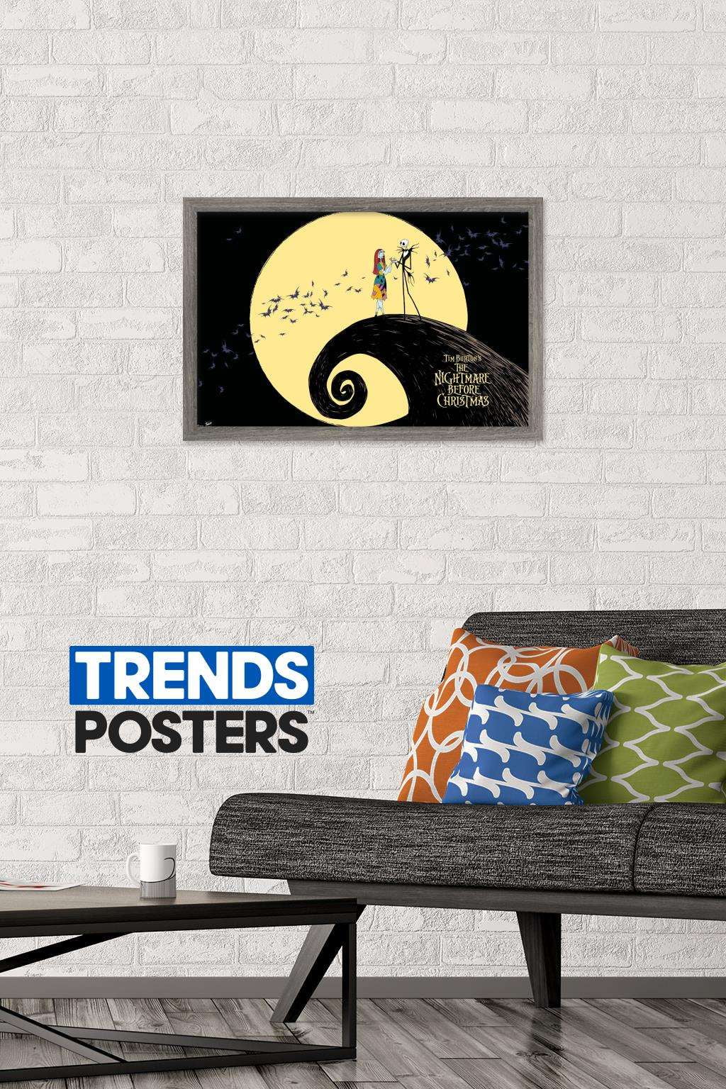 Disney Tim Burton's The Nightmare Before Christmas - Moonlight Wall Poster, 14.725" x 22.375", Framed