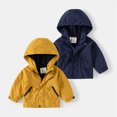 thumbnail image 3 of QUDDERR Kids Baby Windbreaker Jacket for Boys Zip Hooded Raincoat Toddler Thickened Cartoon Trench Outerwear for Fall Winter for 2-7 Years, 3 of 9