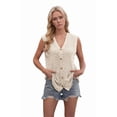 thumbnail image 2 of Knit Vest for Women Spring Summer V Neck Sleeveless Sweater Button Down Cardigan Casual Cute Tank Tops Apricot XL, 2 of 9