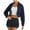 Blue, variant on Frostluinai Womens Cropped Denim Jacket Long Sleeve Open Front Jean Cardigaan Full Zip Lapel Collar Crop Denim Coats Fall Jean Coat with Pocket