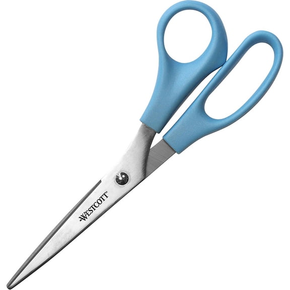 Westcott 8" Value Line Straight Scissors - 8" Overall Length - Straight-left/right - Stainless Steel - Pointed Tip - Blue - 1 Each | Bundle of 2 Each