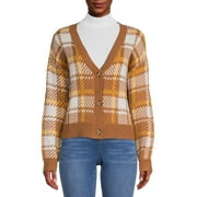 No Boundaries Junior's Cropped V-Neck Cardigan