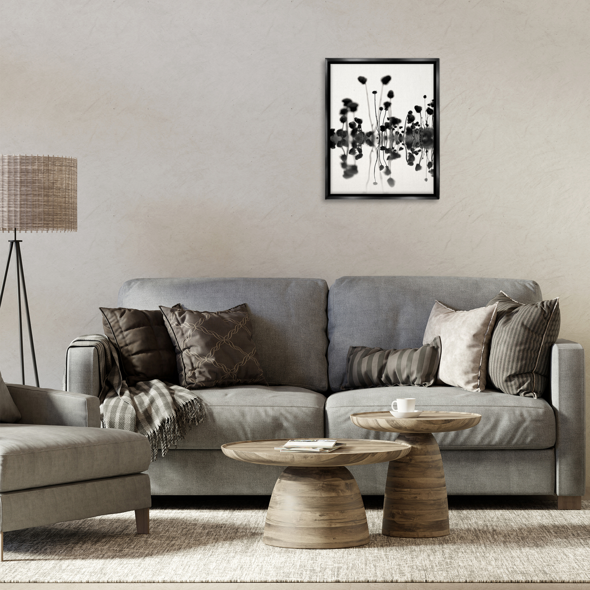 Stupell Industries Abstract Botanical Sprigs Botanical & Floral Painting Black Floater Framed Art Print Wall Art, 17 x 21