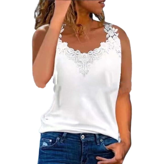 Huowey Women Solid Color Tank Top Sleeveless V-Neck Vest Yoga Performance Stretchy Layering Padded Casual Shirts Soft Underwear Lingerie Camisole Basic Cami Undershirt Basic Workout Clothes,White,Xl