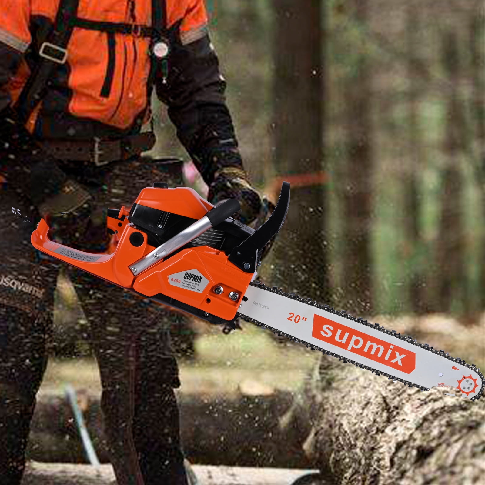 62cc Gas Chainsaw 20 inch Gas Powered Chainsaws 2-Cycle Petrol Handheld Carden Gasoline Chain Saw Power Saws for Cutting Wood Tree Branches Trimming