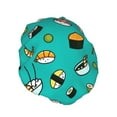 thumbnail image 2 of Kdxio Sushi Print Shower Cap for Women,Elastic and Reusable,Double Waterproof Layers Bathing Hat, 2 of 9