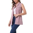 thumbnail image 5 of INSPIRE CHIC Women's Denim Vest Sleeveless Button Down Mid Length Casual Jean Vest XL Pink, 5 of 7